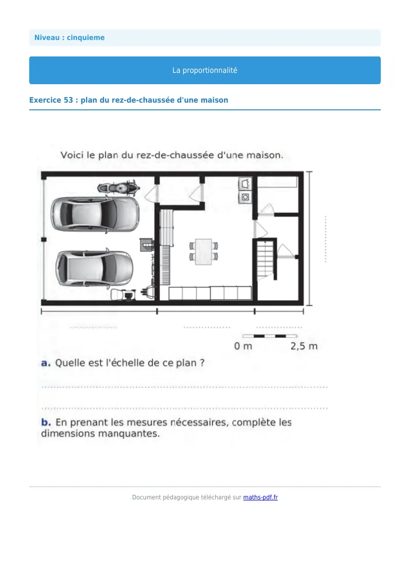 Proportionnalité : exercice n°53 de maths en 5ème corrigé en PDF