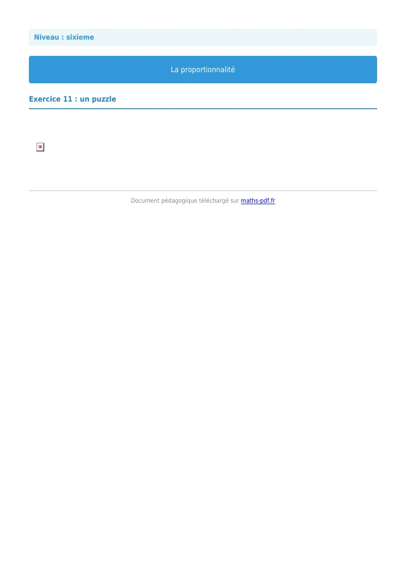 Proportionnalité : exercice n°11 de maths en 6ème corrigé en PDF