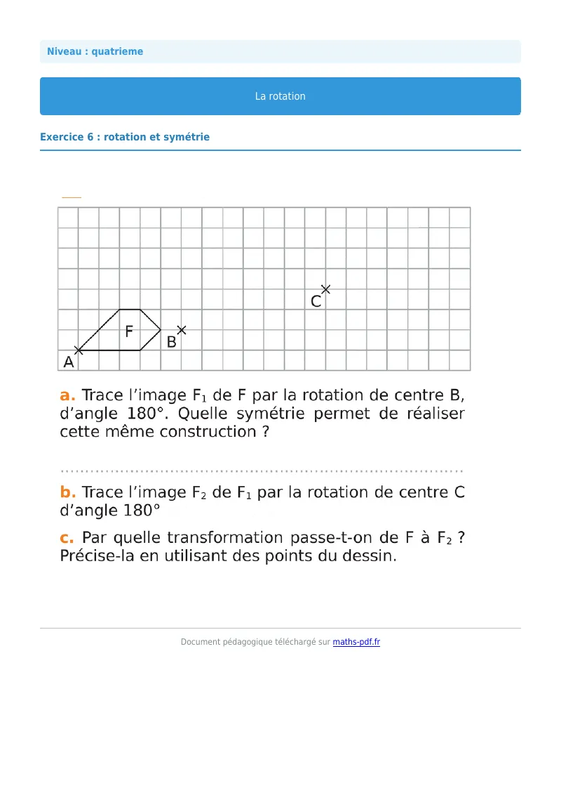 Rotation : exercice n°6 de maths en 4ème corrigé en PDF
