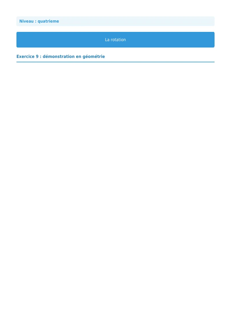 Rotation : exercice n°9 de maths en 4ème corrigé en PDF