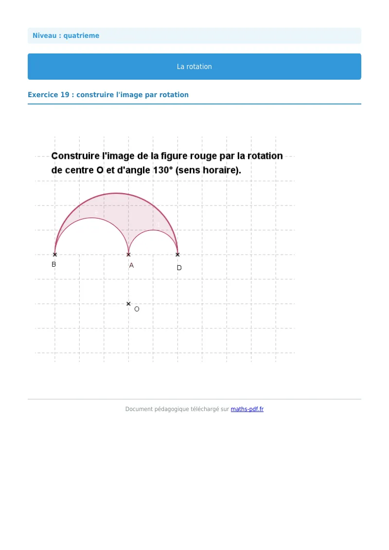 Rotation : exercice n°19 de maths en 4ème corrigé en PDF