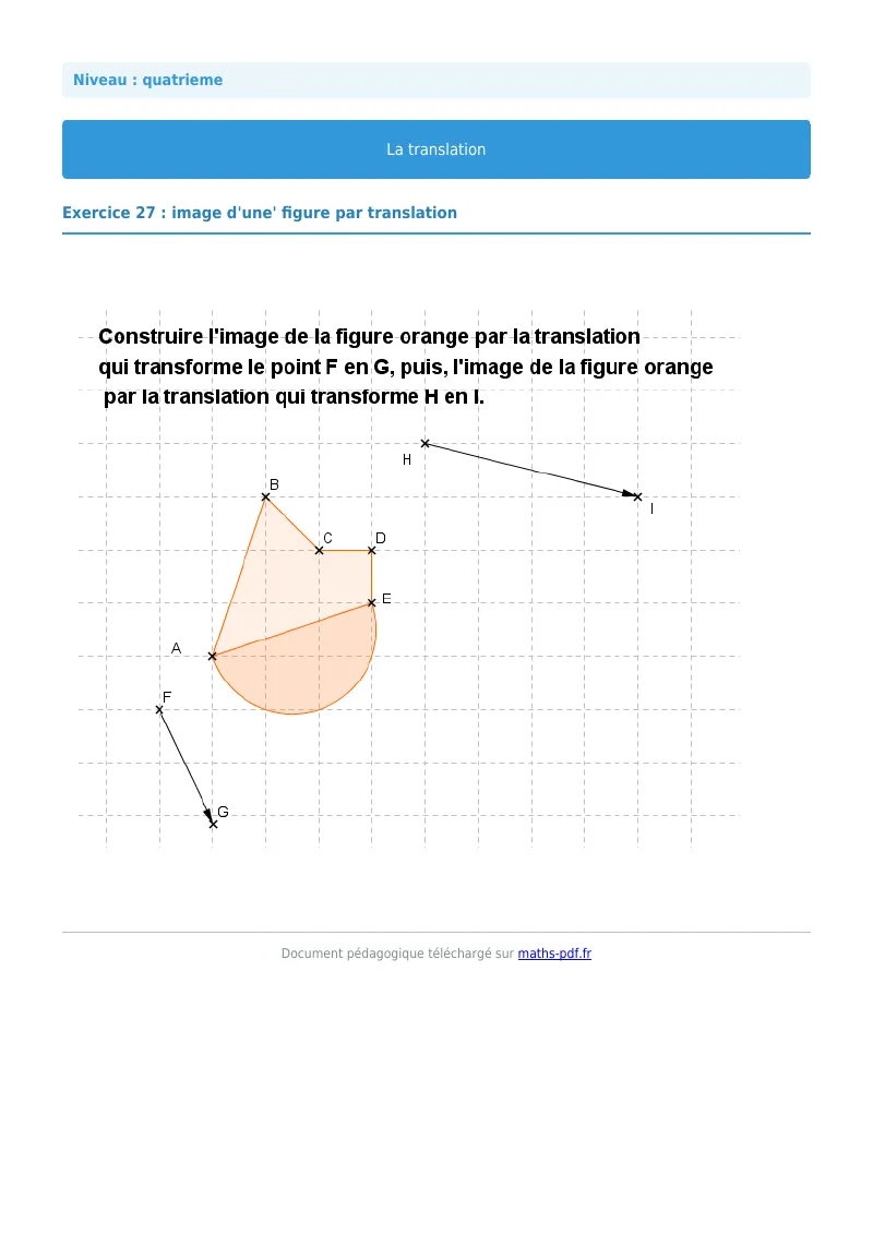 Translation : exercice n°27 de maths en 4ème corrigé en PDF
