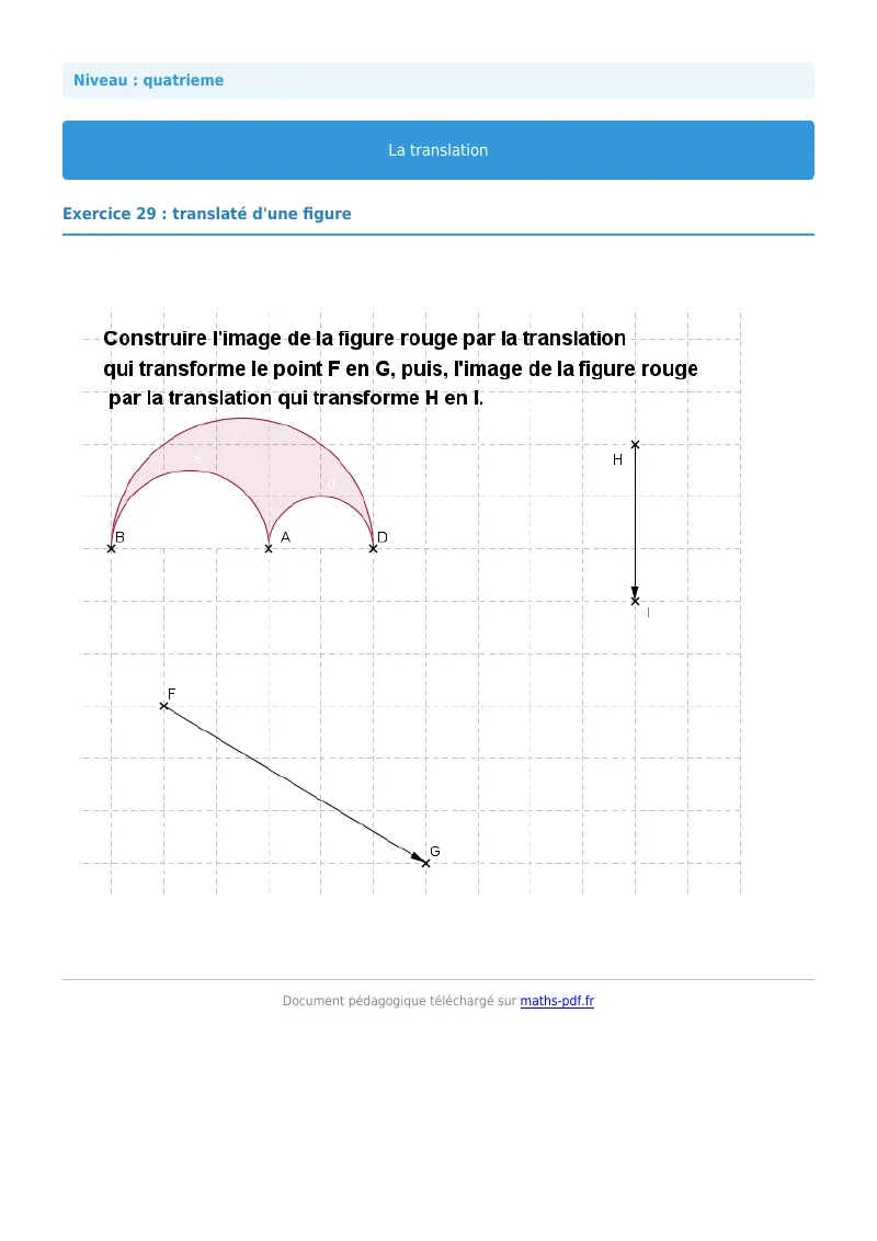 Translation : exercice n°29 de maths en 4ème corrigé en PDF