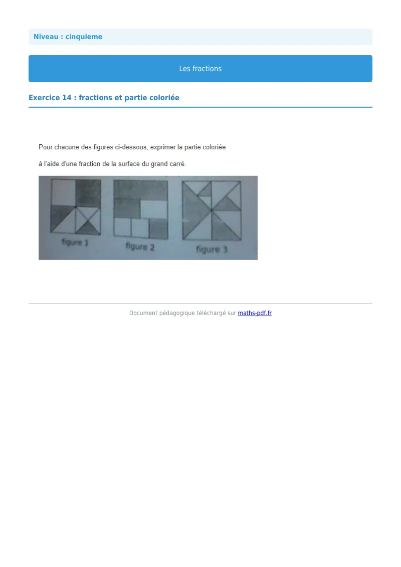 Fractions : exercice n°14 de maths en 5ème corrigé en PDF