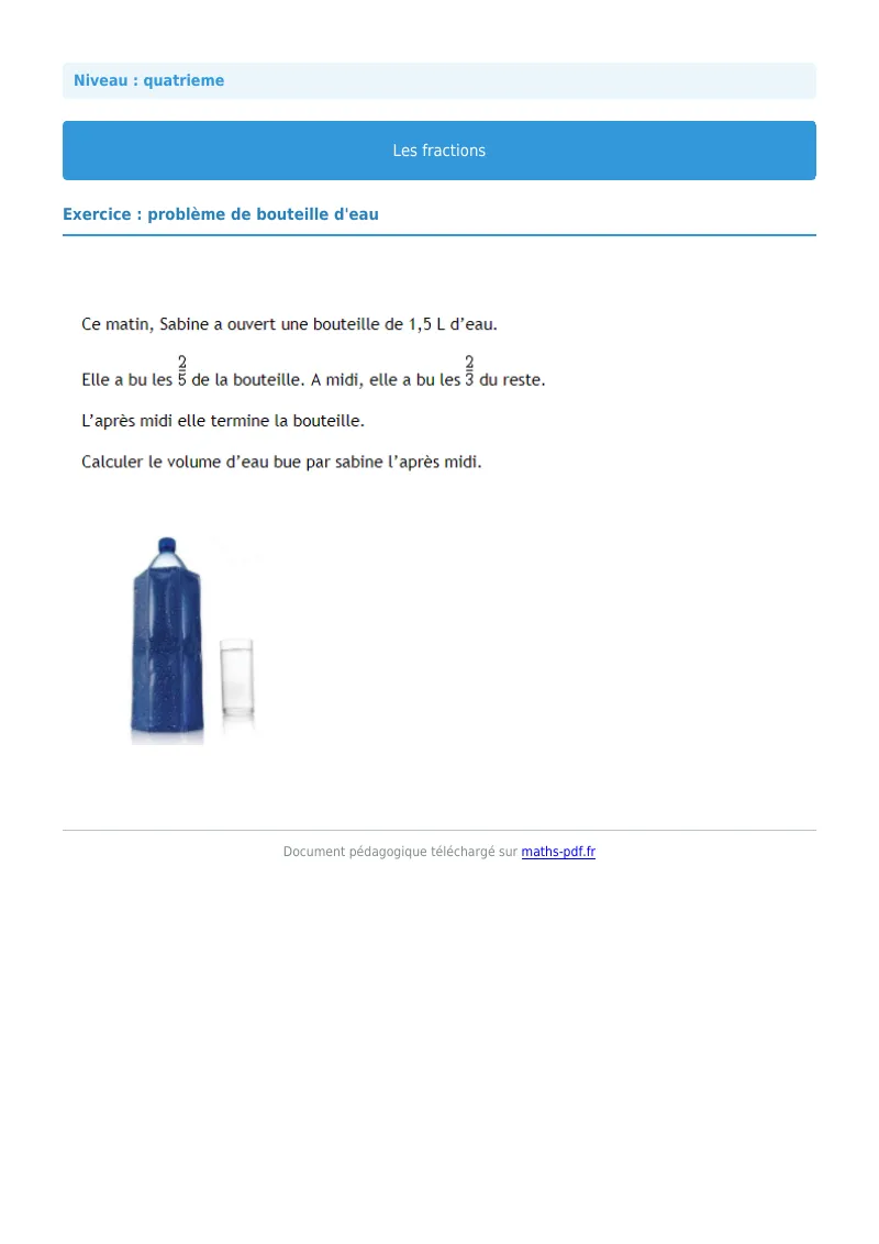 Fractions : exercice n°21 de maths en 4ème corrigé en PDF