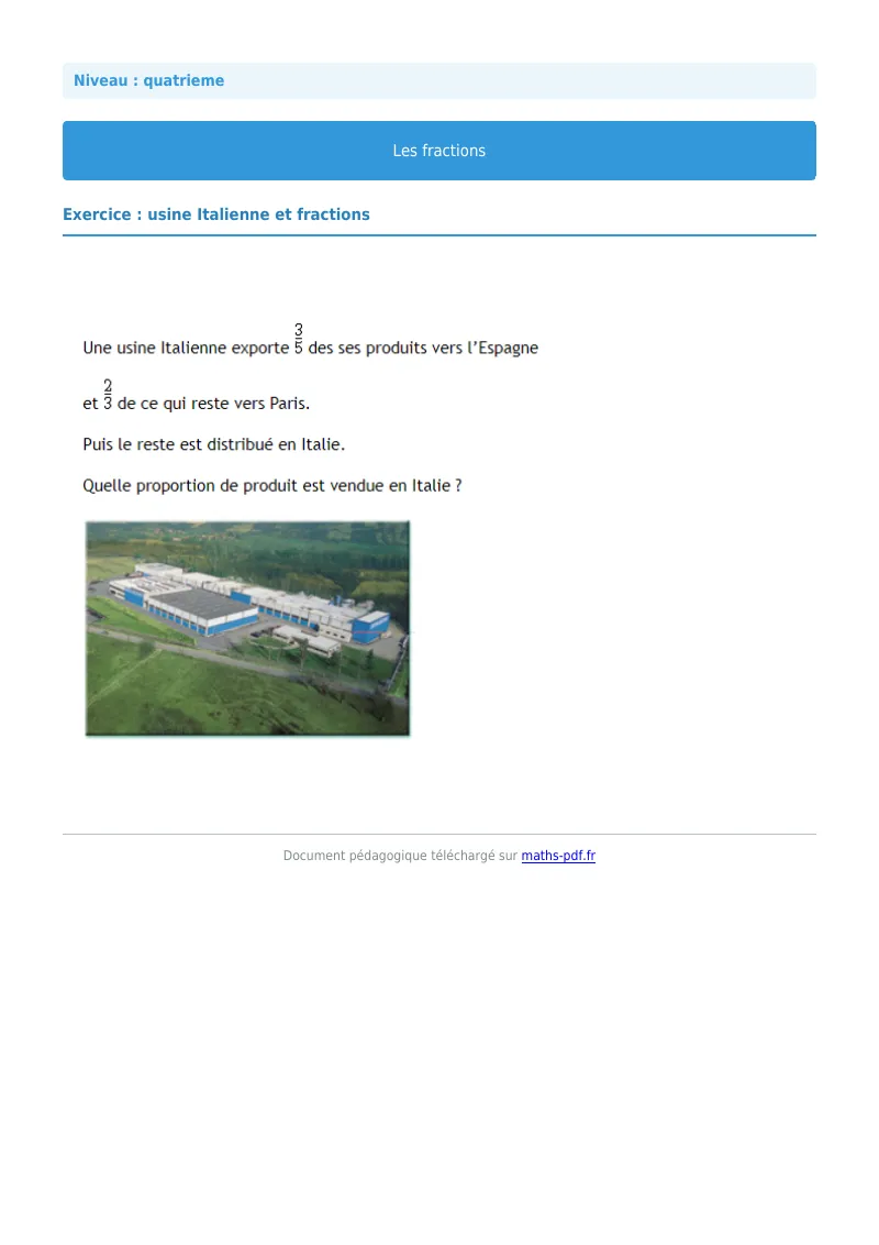 Fractions : exercice n°33 de maths en 4ème corrigé en PDF