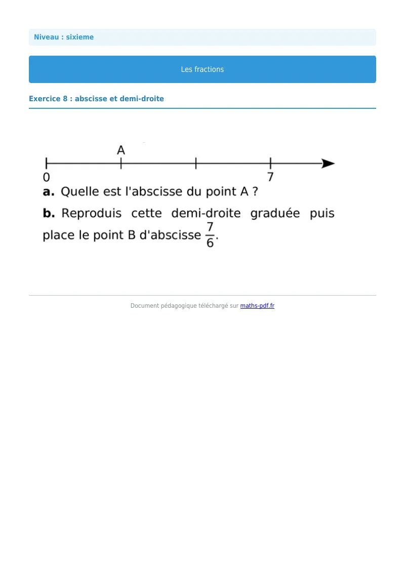 Fractions : exercice n°8 de maths en 6ème corrigé en PDF