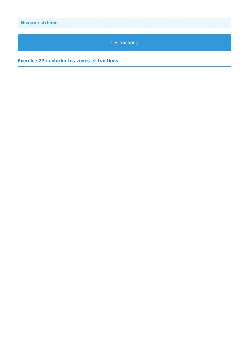 Fractions : exercice n°27 de maths en 6ème corrigé en PDF