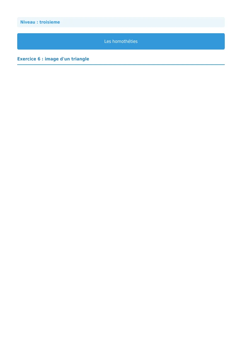 Homothéties : exercice n°6 de maths en 3ème corrigé en PDF