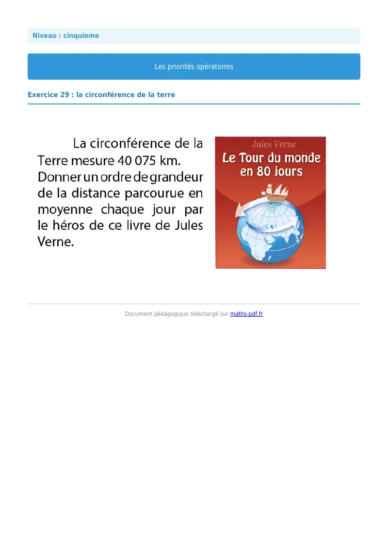 Priorités opératoires : exercice n°29 de maths en 5ème corrigé en PDF