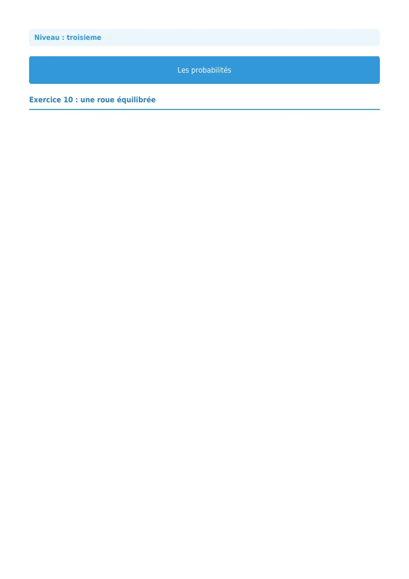 Probabilités : exercice n°10 de maths en 3ème corrigé en PDF