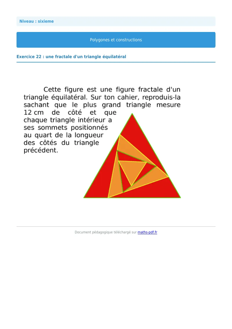 Polygones et constructions : exercice n°22 de maths en 6ème corrigé en PDF