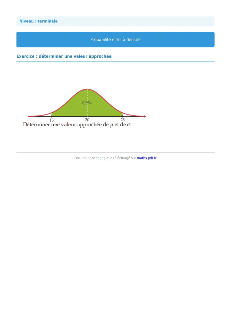 Loi à densité : exercice n°8 de maths en terminale corrigé en PDF