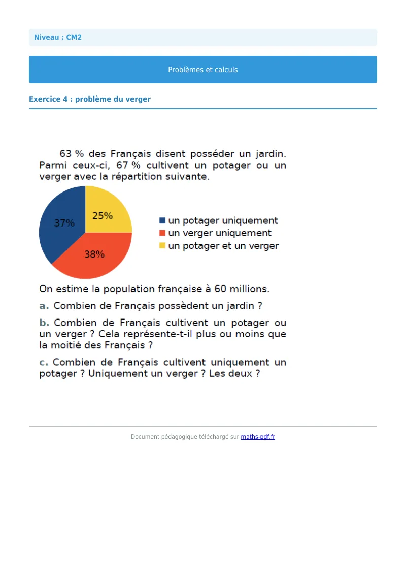 Problèmes et calculs : exercice n°4 de maths en CM2 corrigé en PDF