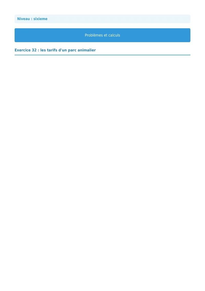 Problèmes et calculs : exercice n°32 de maths en 6ème corrigé en PDF
