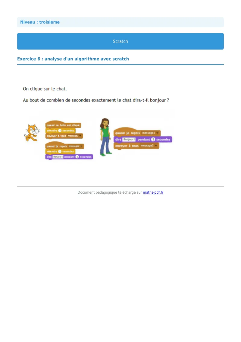 Scratch : exercice n°6 de maths en 3ème corrigé en PDF