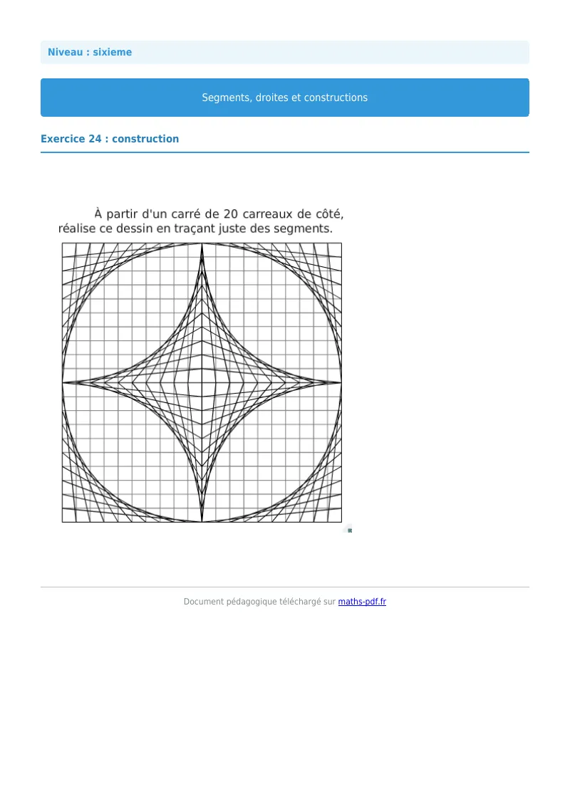 Segments, droites et constructions : exercice n°24 de maths en 6ème corrigé en PDF