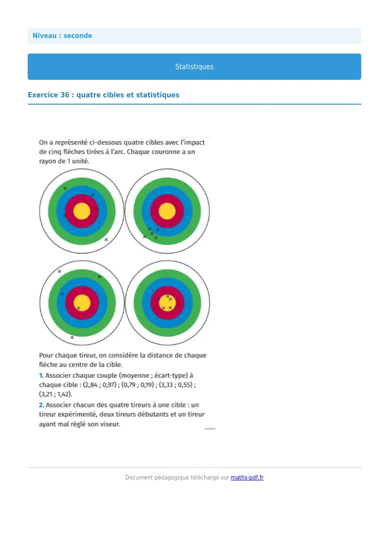 Statistiques : exercice n°36 de maths en seconde corrigé en PDF