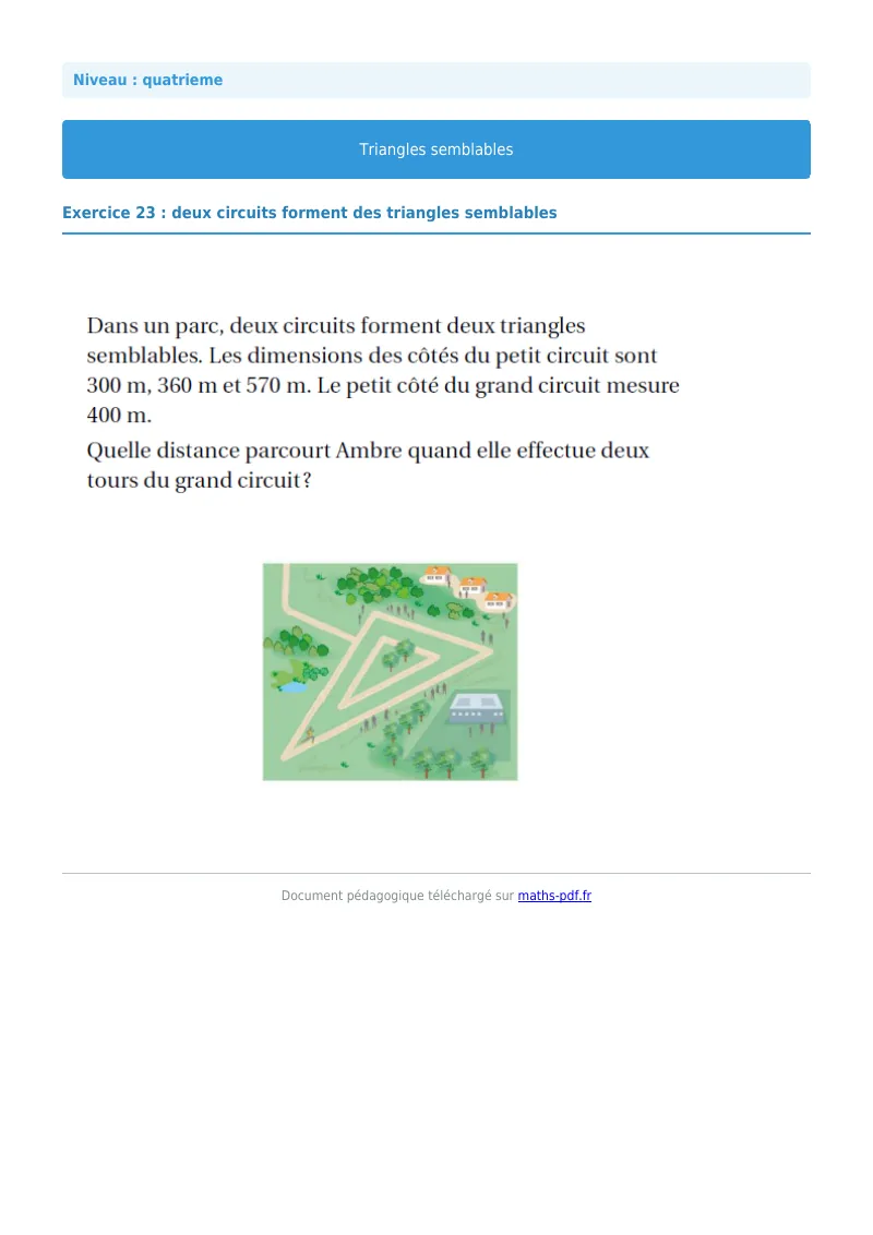 Triangles semblables : exercice n°23 de maths en 4ème corrigé en PDF