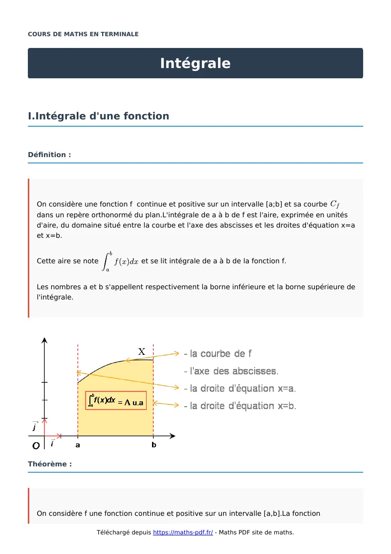 Intégrale : cours de maths en terminale en PDF