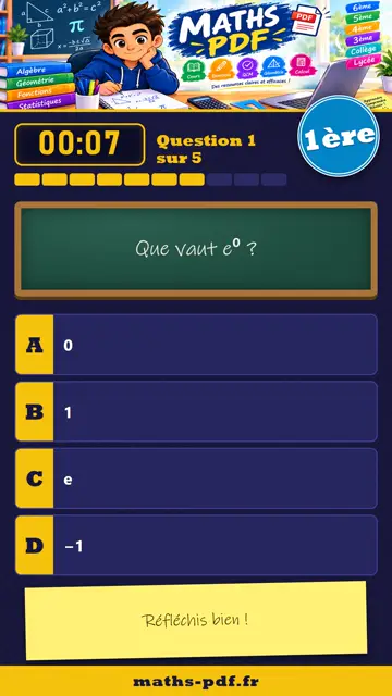 Vidéos QCM maths 1ère : Fonction exponentielle, partie 1