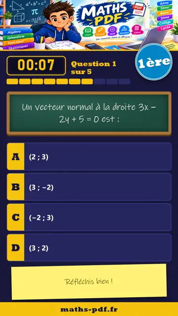 Vidéos QCM maths 1ère : Géométrie repérée, partie 1