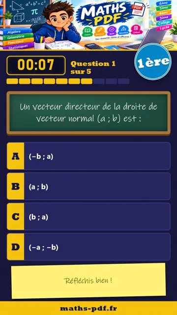 Vidéos QCM maths 1ère : Géométrie repérée, partie 2
