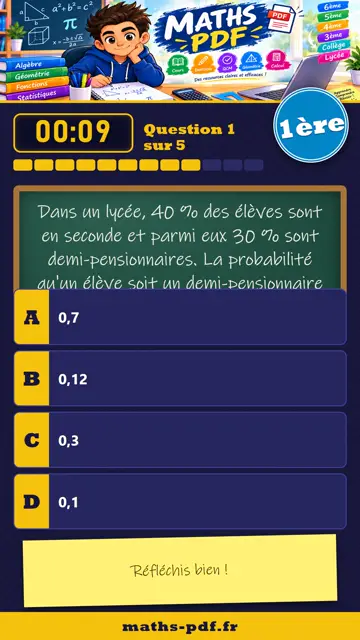 Vidéos QCM maths 1ère : Probabilités conditionnelles, partie 2