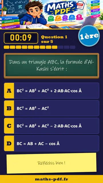 Vidéos QCM maths 1ère : Produit scalaire, partie 2