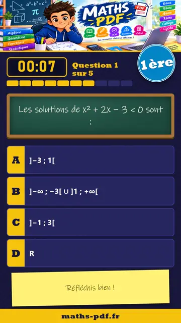 Vidéos QCM maths 1ère : Second degré, partie 2