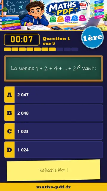Vidéos QCM maths 1ère : Suites numériques, partie 2