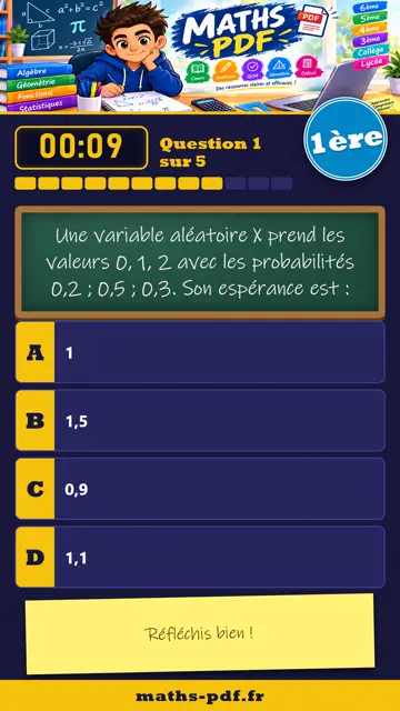 Vidéos QCM maths 1ère : Variables aléatoires, partie 1