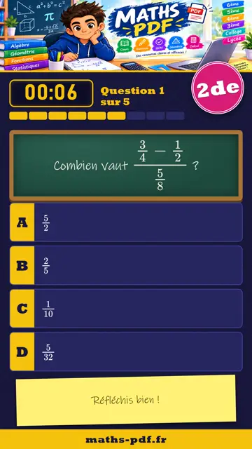Vidéos QCM maths 2de : Calcul numérique et algébrique, partie 2