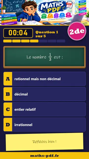 Vidéos QCM maths 2de : Ensembles de nombres et intervalles, partie 2