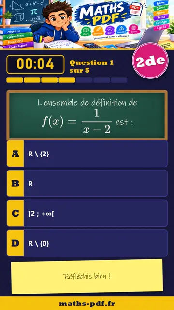 Vidéos QCM maths 2de : Généralités sur les fonctions, partie 1