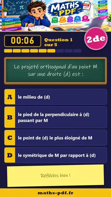 Vidéos QCM maths 2de : Géométrie plane et triangles, partie 1