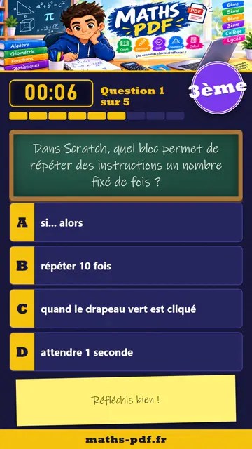 Vidéos QCM maths 3ème : Algorithmique et programmation, partie 1