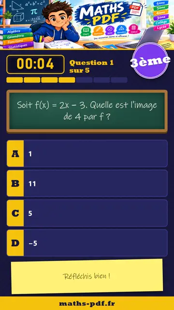 Vidéos QCM maths 3ème : Les fonctions, partie 1