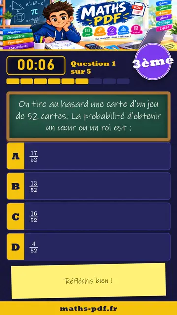Vidéos QCM maths 3ème : Probabilités, partie 2