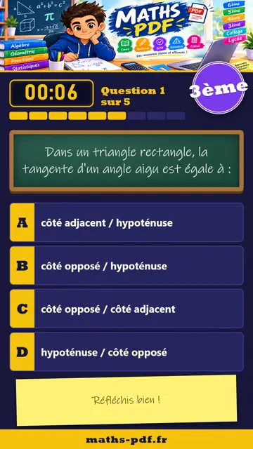 Vidéos QCM maths 3ème : Trigonométrie, partie 1