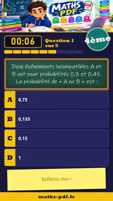 Vidéos QCM maths 4ème : Statistiques et probabilités, partie 2