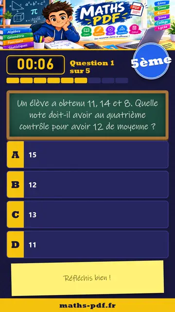 Vidéos QCM maths 5ème : Statistiques, partie 2