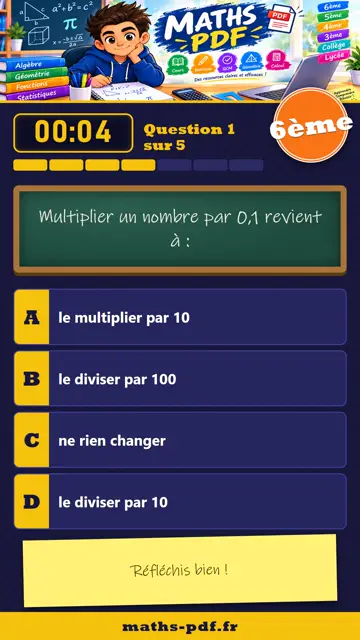 Vidéos QCM maths 6ème : Addition, soustraction et multiplication, partie 2