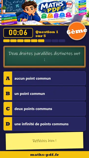 Vidéos QCM maths 6ème : Droites perpendiculaires et parallèles, partie 2