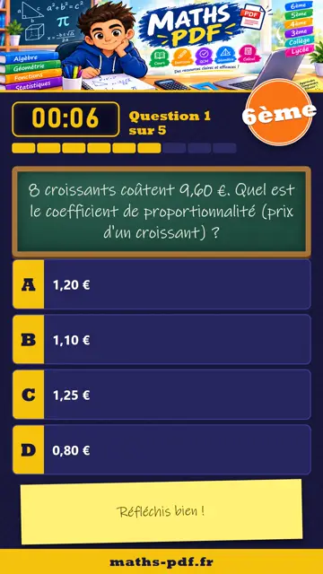 Vidéos QCM maths 6ème : La proportionnalité, partie 1