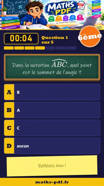 Vidéos QCM maths 6ème : Les angles, partie 1
