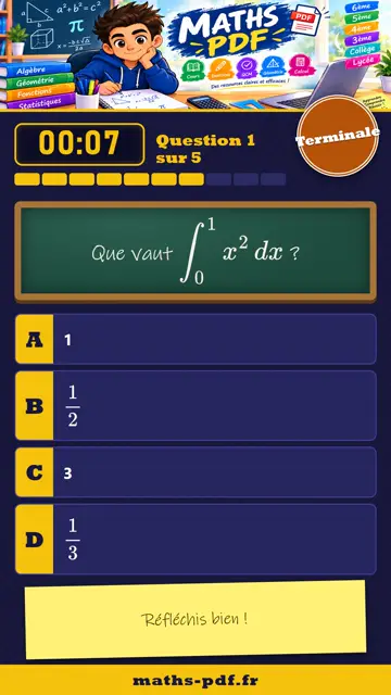 Vidéos QCM maths Terminale : Calcul intégral, partie 1