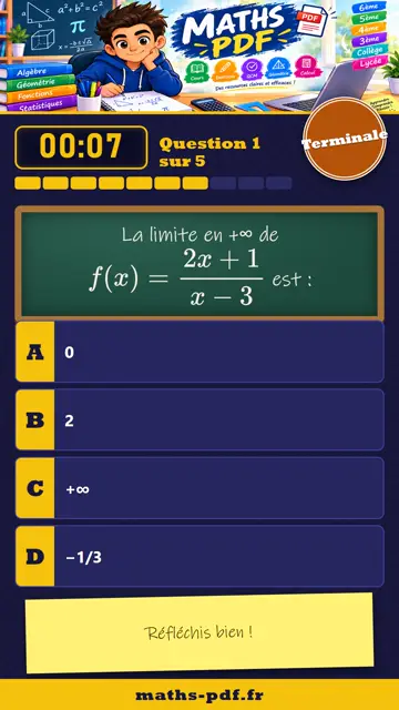 Vidéos QCM maths Terminale : Limites de fonctions, partie 1