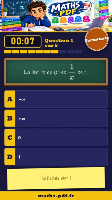 Vidéos QCM maths Terminale : Limites de fonctions, partie 2