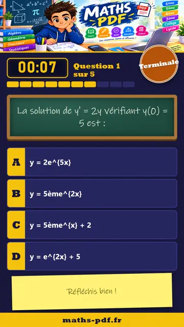 Vidéos QCM maths Terminale : Primitives et équations différentielles, partie 2